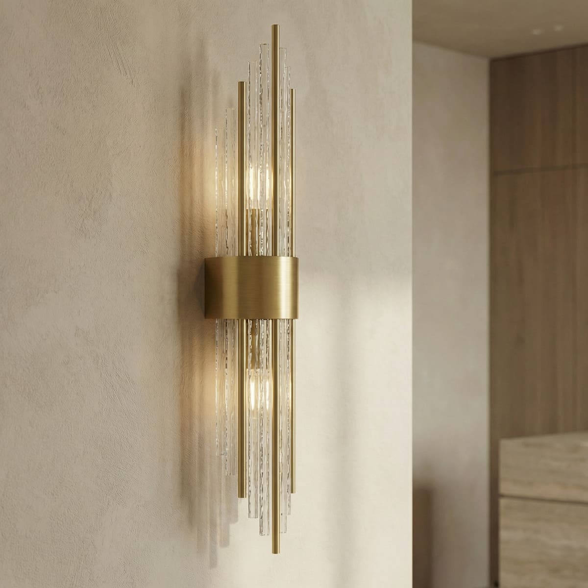 Dagny - Art Deco Wandlamp Goud met Glazen Staven
