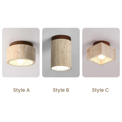 Ivalo - Travertin Cilinder Plafondlamp