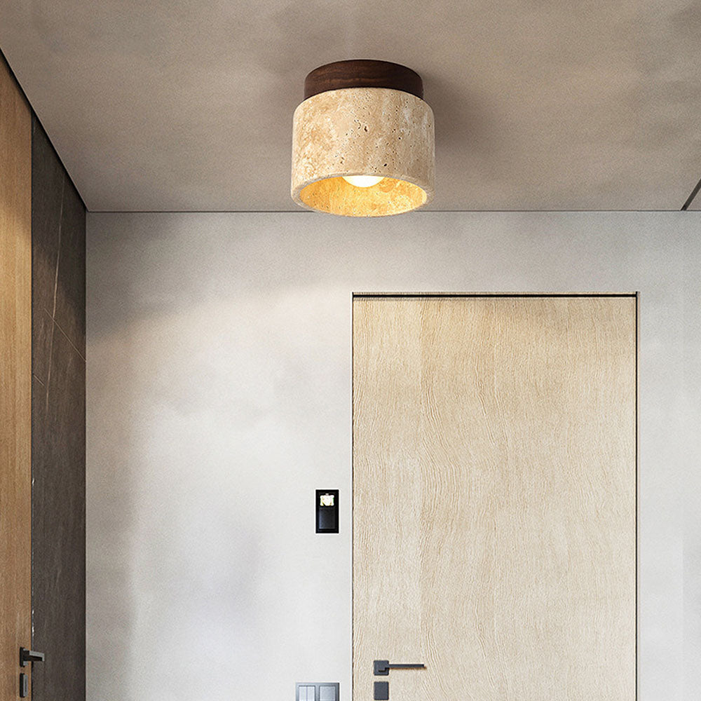 Ivalo - Travertin Cilinder Plafondlamp