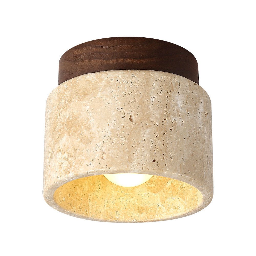 Ivalo - Travertin Cilinder Plafondlamp