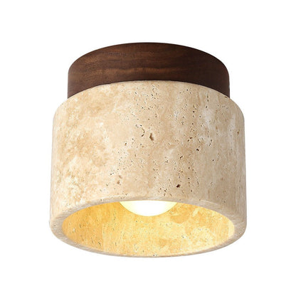 Ivalo - Travertin Cilinder Plafondlamp