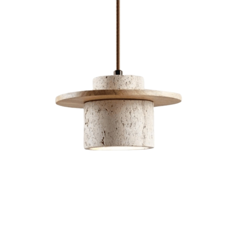 Evin - Travertijn Hanglamp met Hout