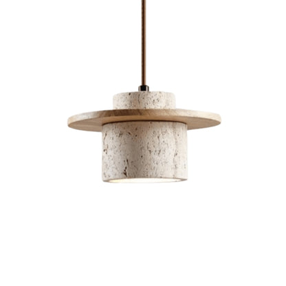Evin - Travertijn Hanglamp met Hout