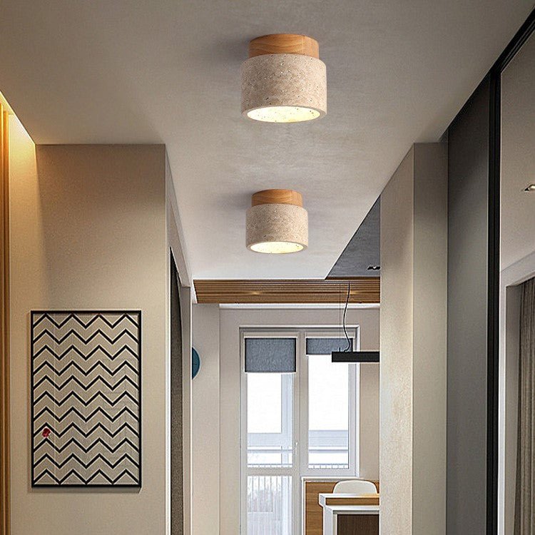 Ivalo - Travertin Cilinder Plafondlamp