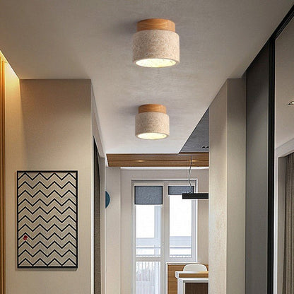Ivalo - Travertin Cilinder Plafondlamp