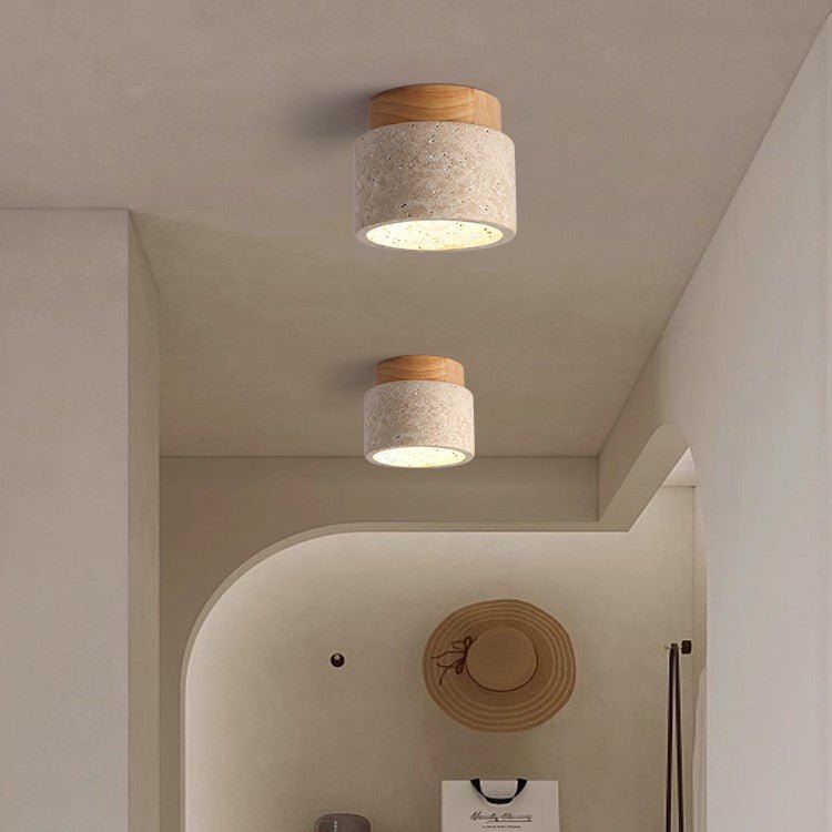 Ivalo - Travertin Cilinder Plafondlamp