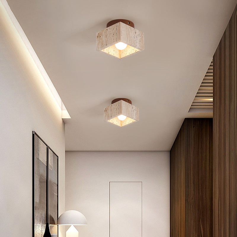 Ivalo - Travertin Cilinder Plafondlamp