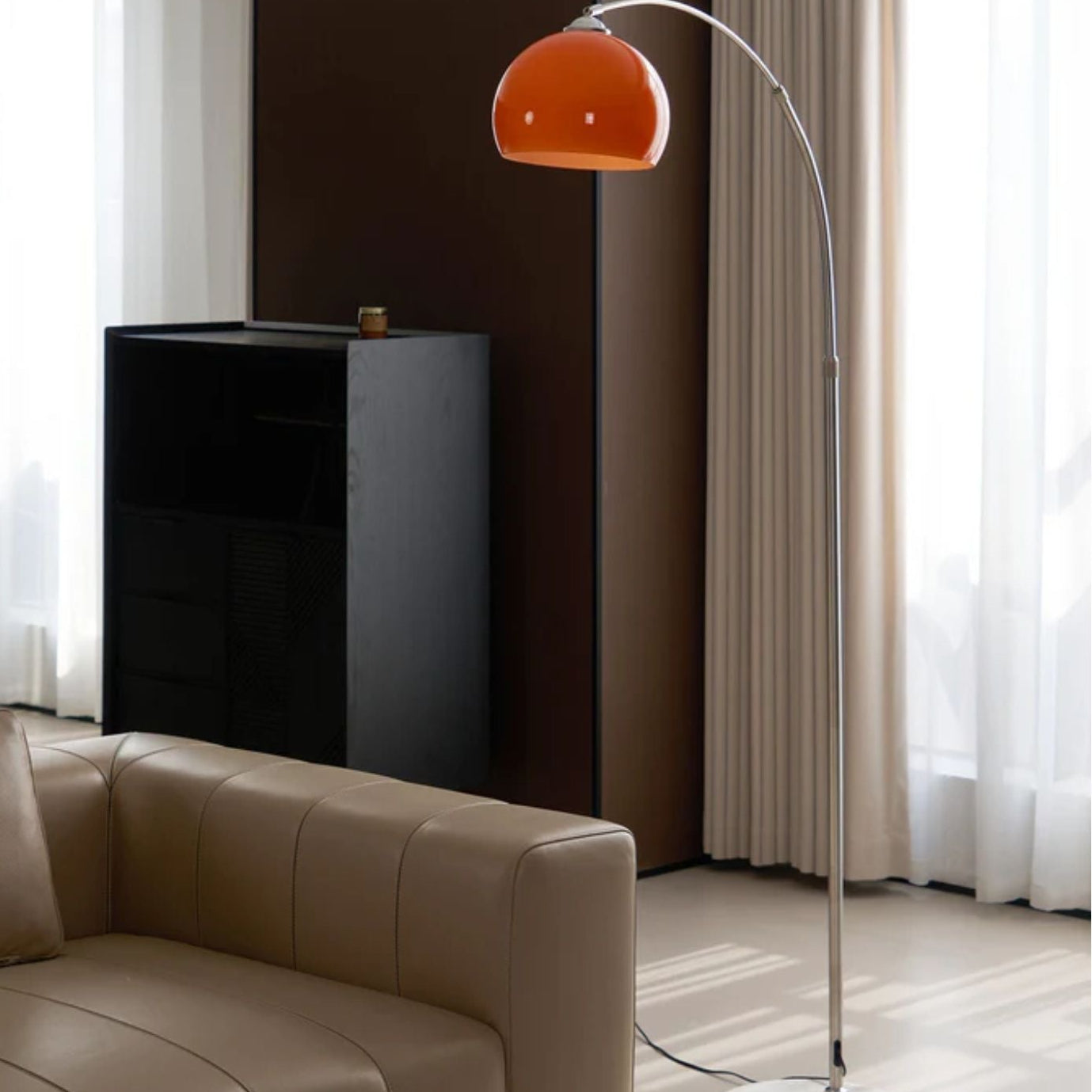 Siva - Booglamp Vloerlamp met Glazen Kap