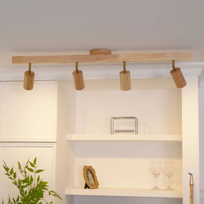 Orya - Houten Plafondlamp met Verstelbare Spots