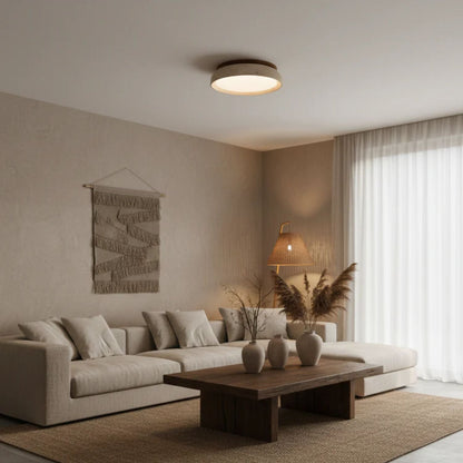 Enya - Travertin LED Plafondlamp met Hout