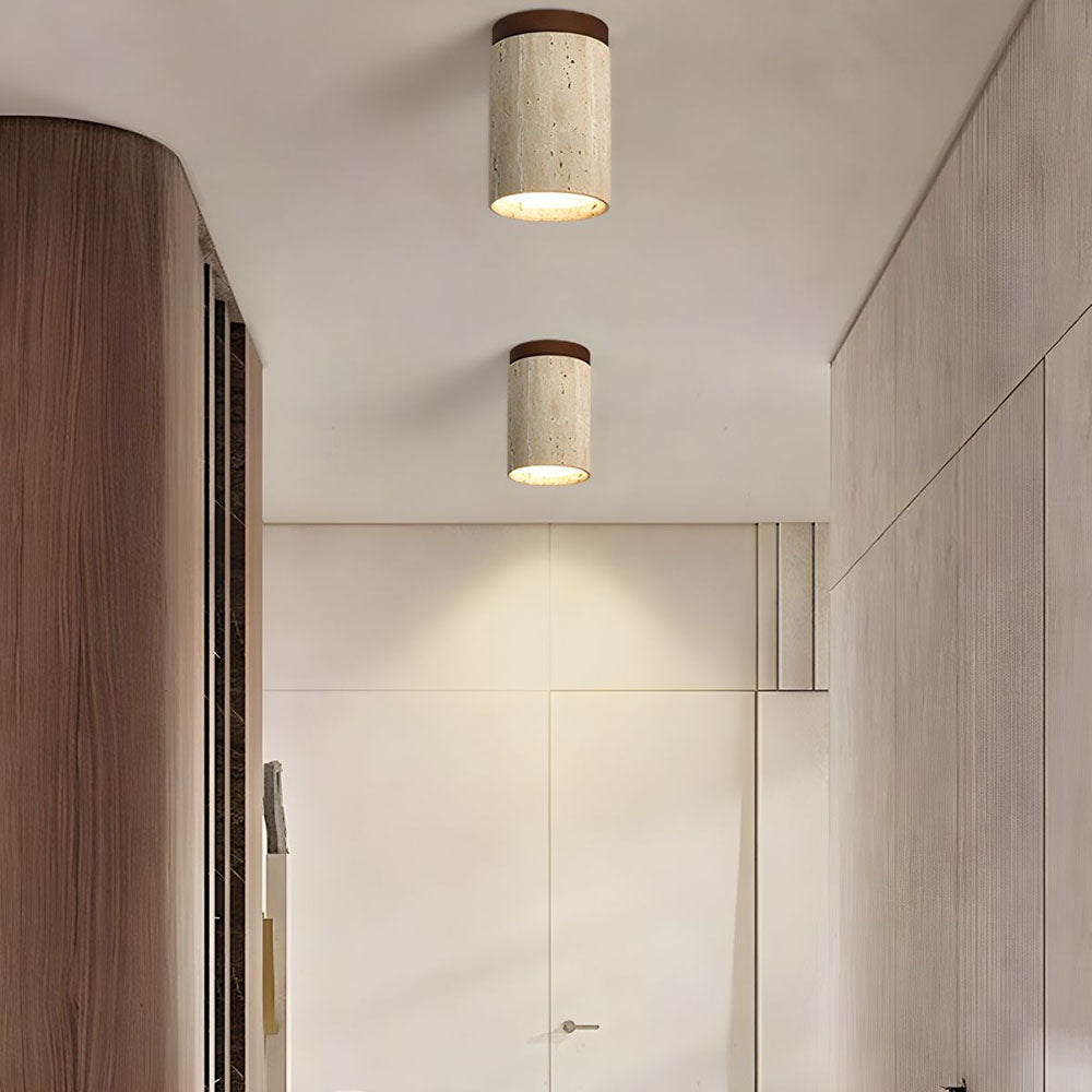 Ivalo - Travertin Cilinder Plafondlamp