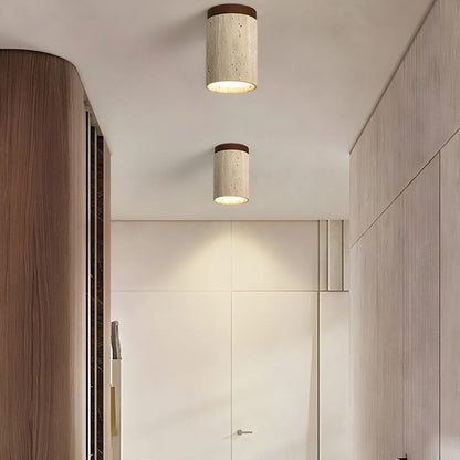 Ivalo - Travertin Cilinder Plafondlamp