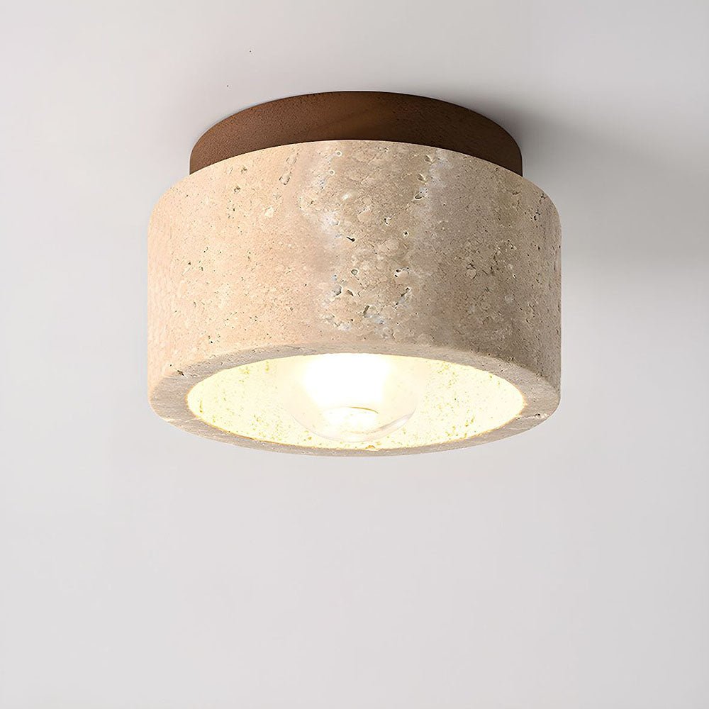 Ivalo - Travertin Cilinder Plafondlamp