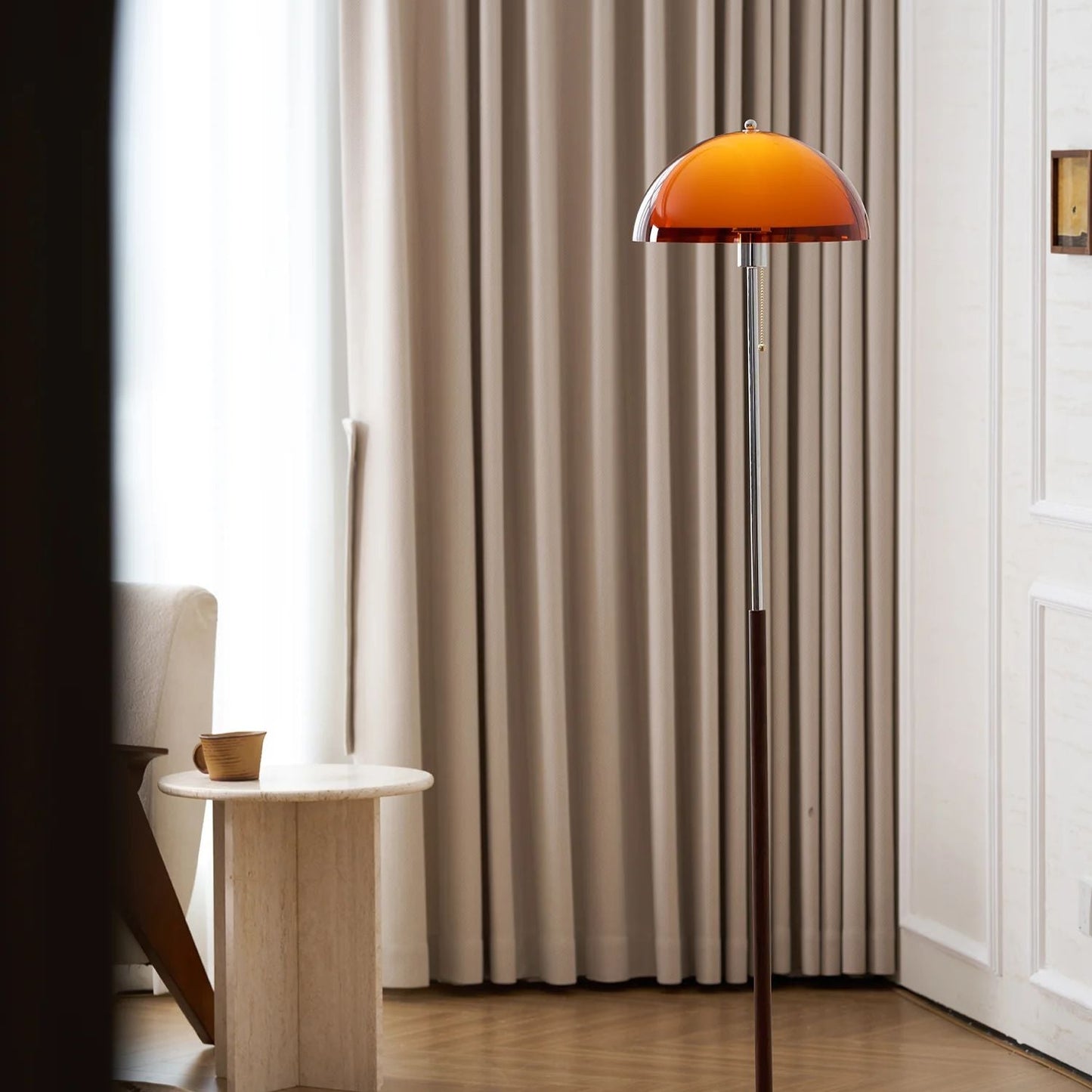 Selmi - Retro Vloerlamp Amber Glas