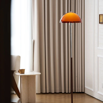 Selmi - Retro Vloerlamp Amber Glas