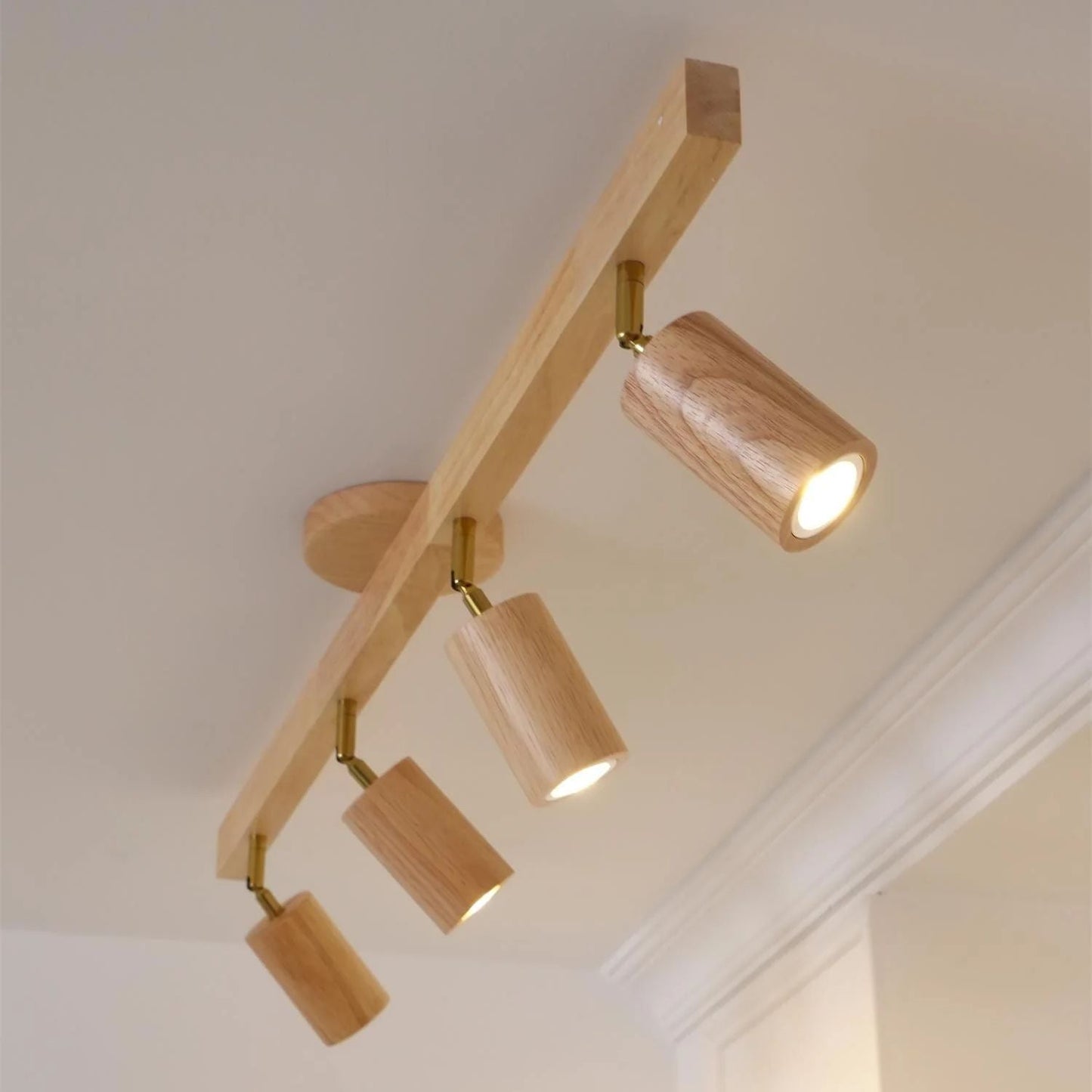 Orya - Houten Plafondlamp met Verstelbare Spots
