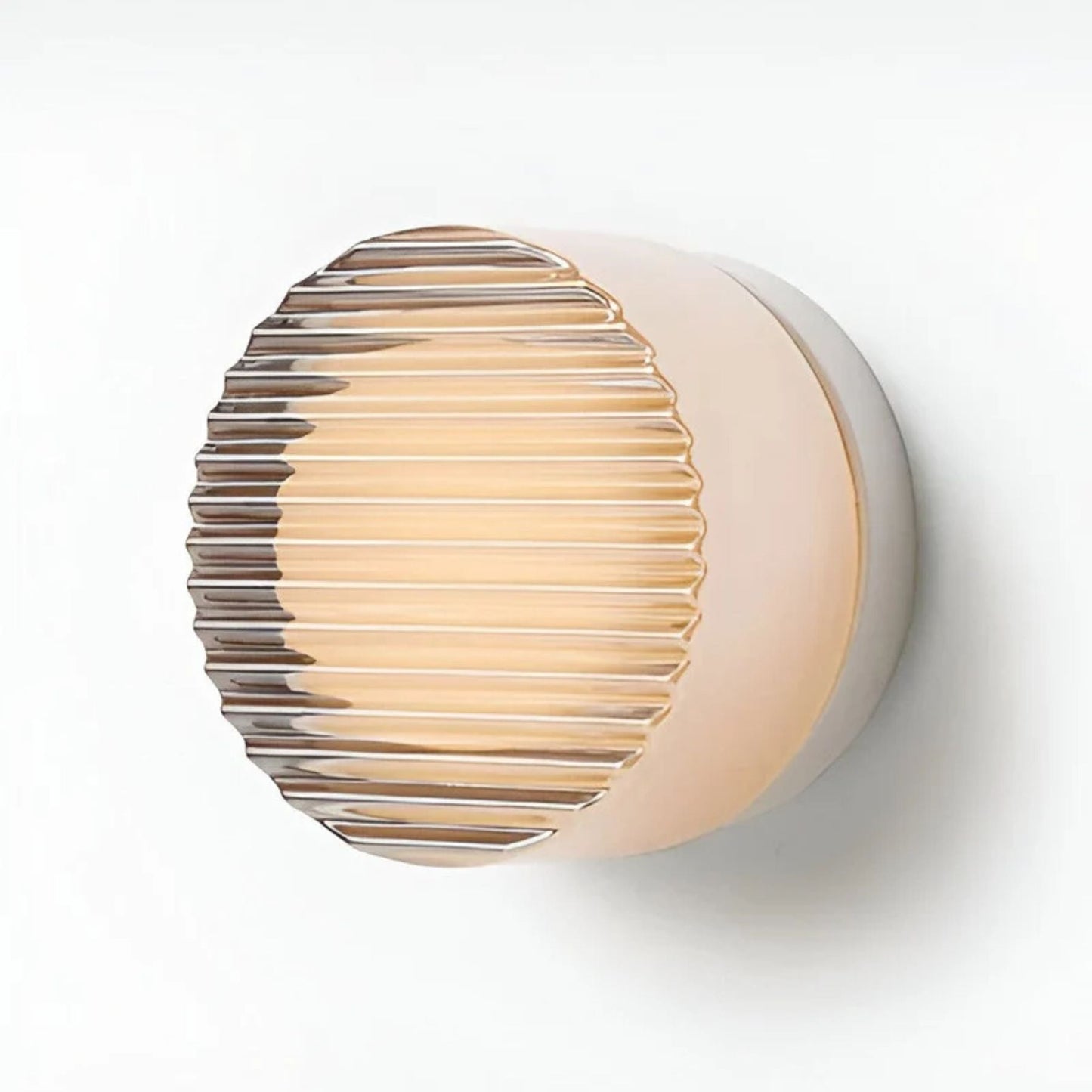 Eloa - Ronde Wandlamp met Geribbeld Glas