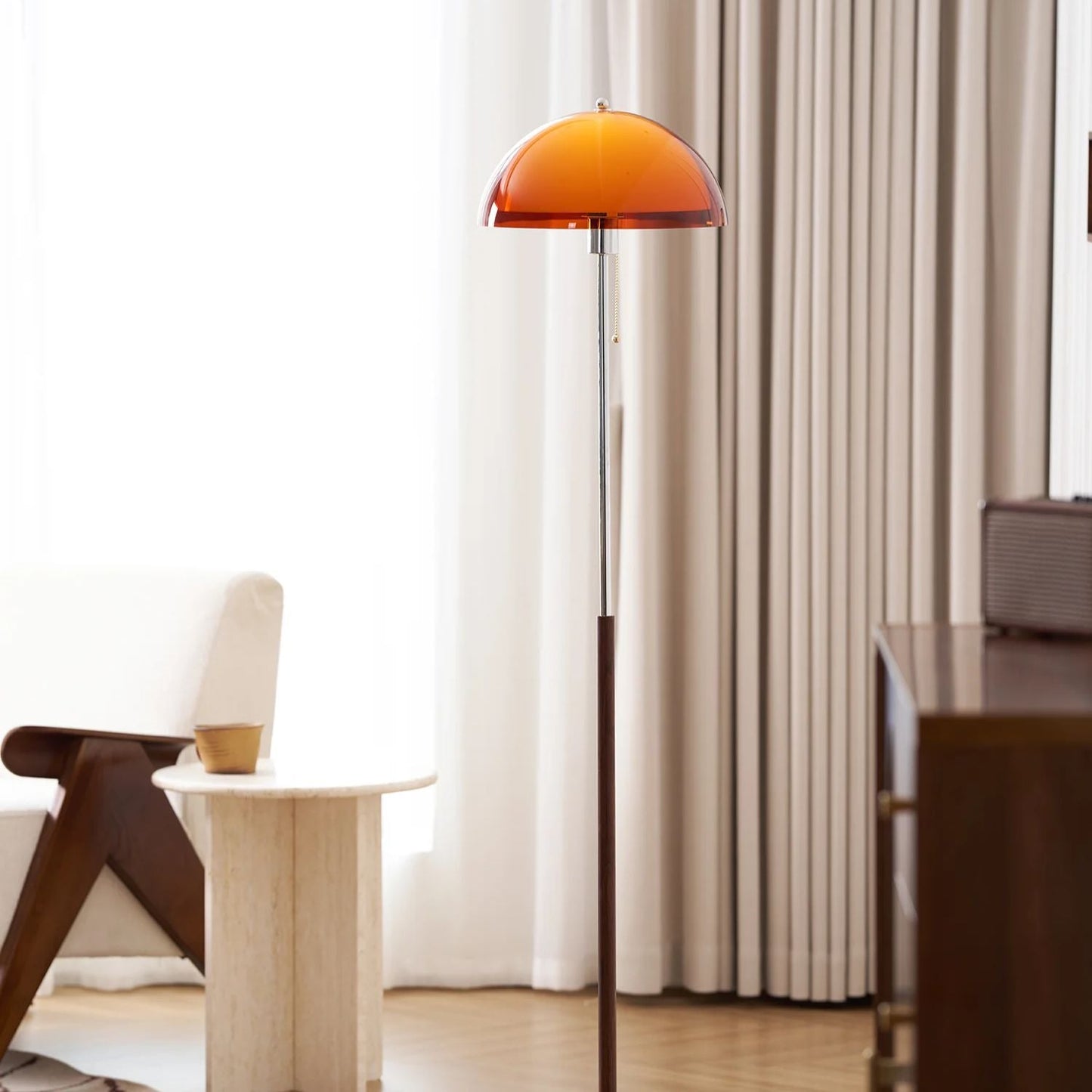 Selmi - Retro Vloerlamp Amber Glas
