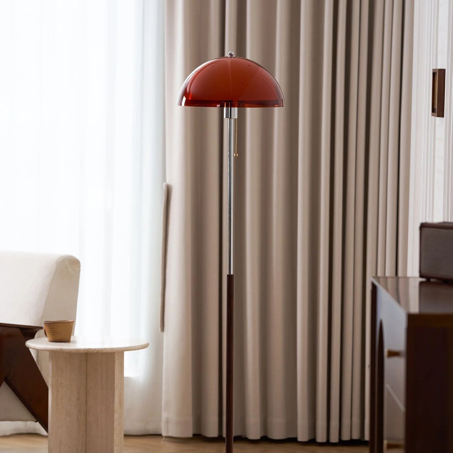 Selmi - Retro Vloerlamp Amber Glas