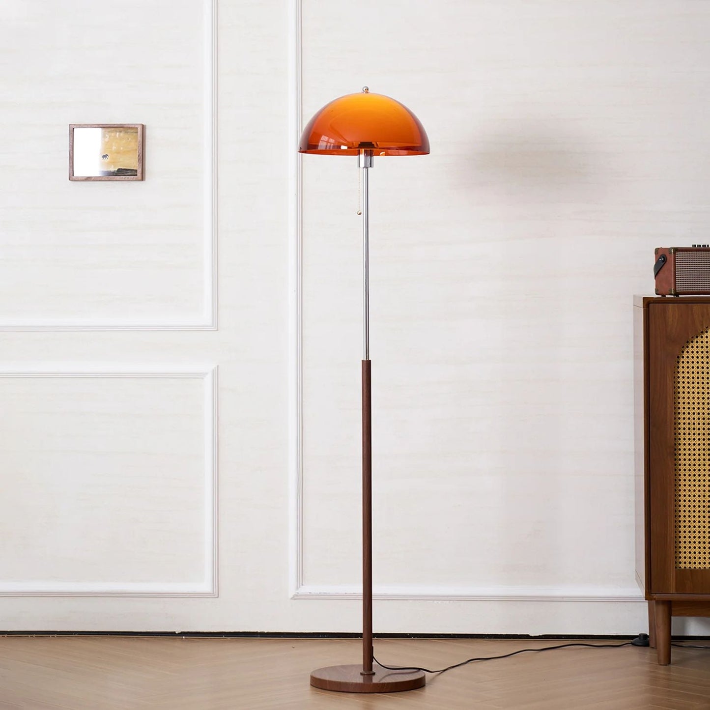 Selmi - Retro Vloerlamp Amber Glas