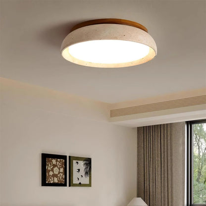Enya - Travertin LED Plafondlamp met Hout