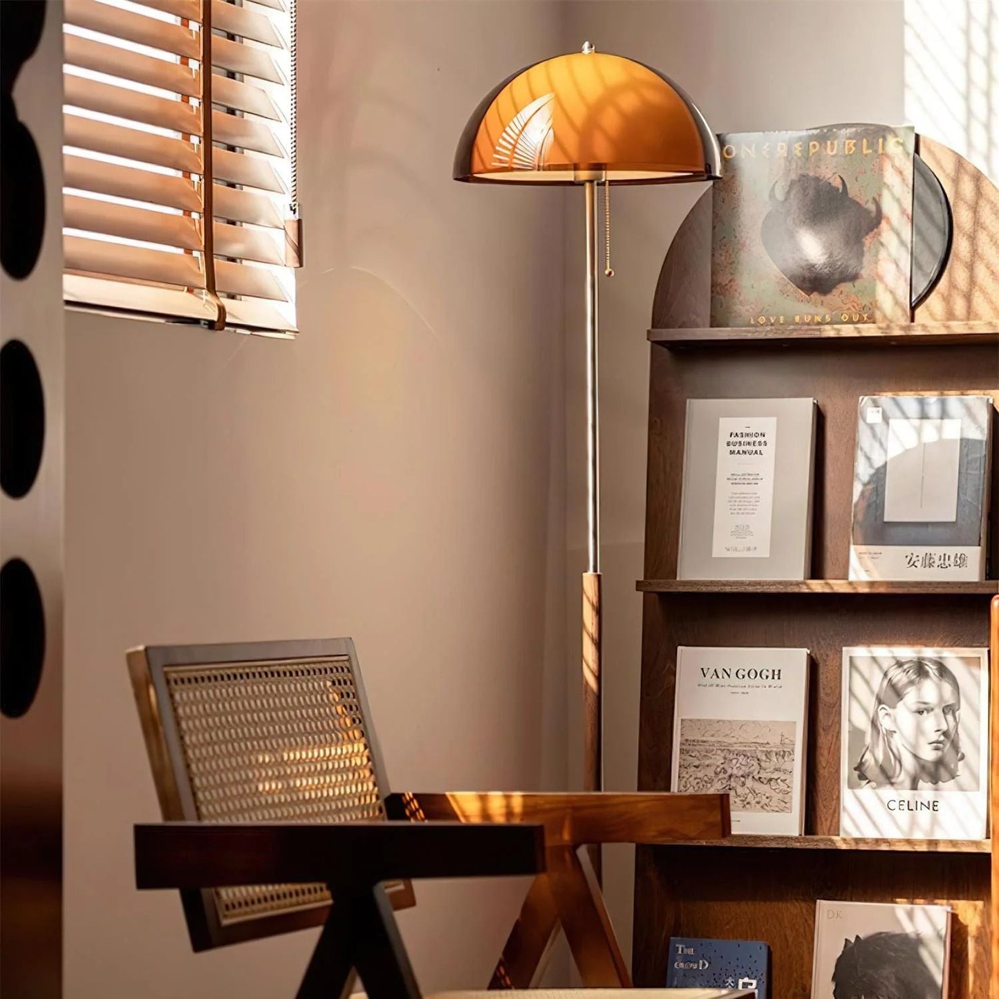 Selmi - Retro Vloerlamp Amber Glas