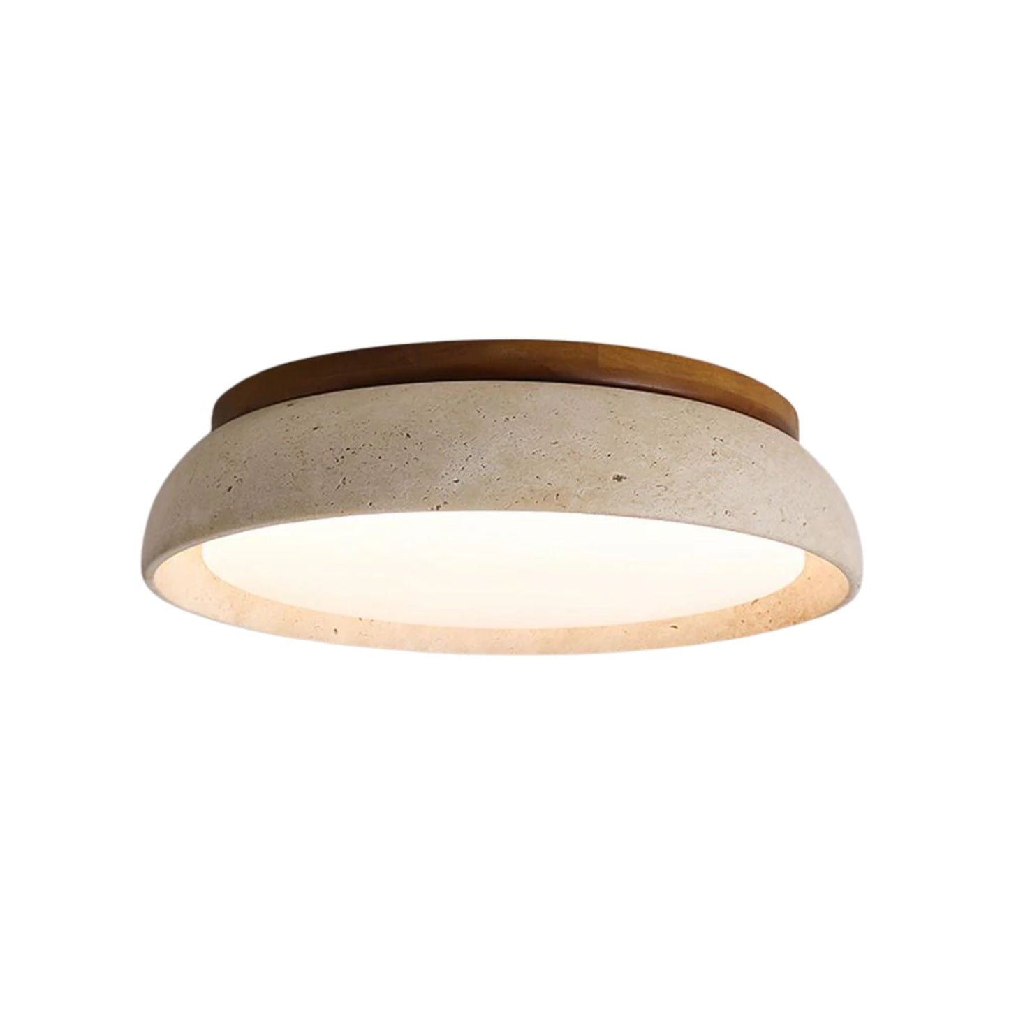 Enya - Travertin LED Plafondlamp met Hout