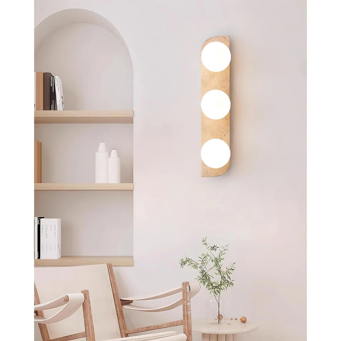 Ilyra - Travertin Wandlamp met Ronde Lichtpunten