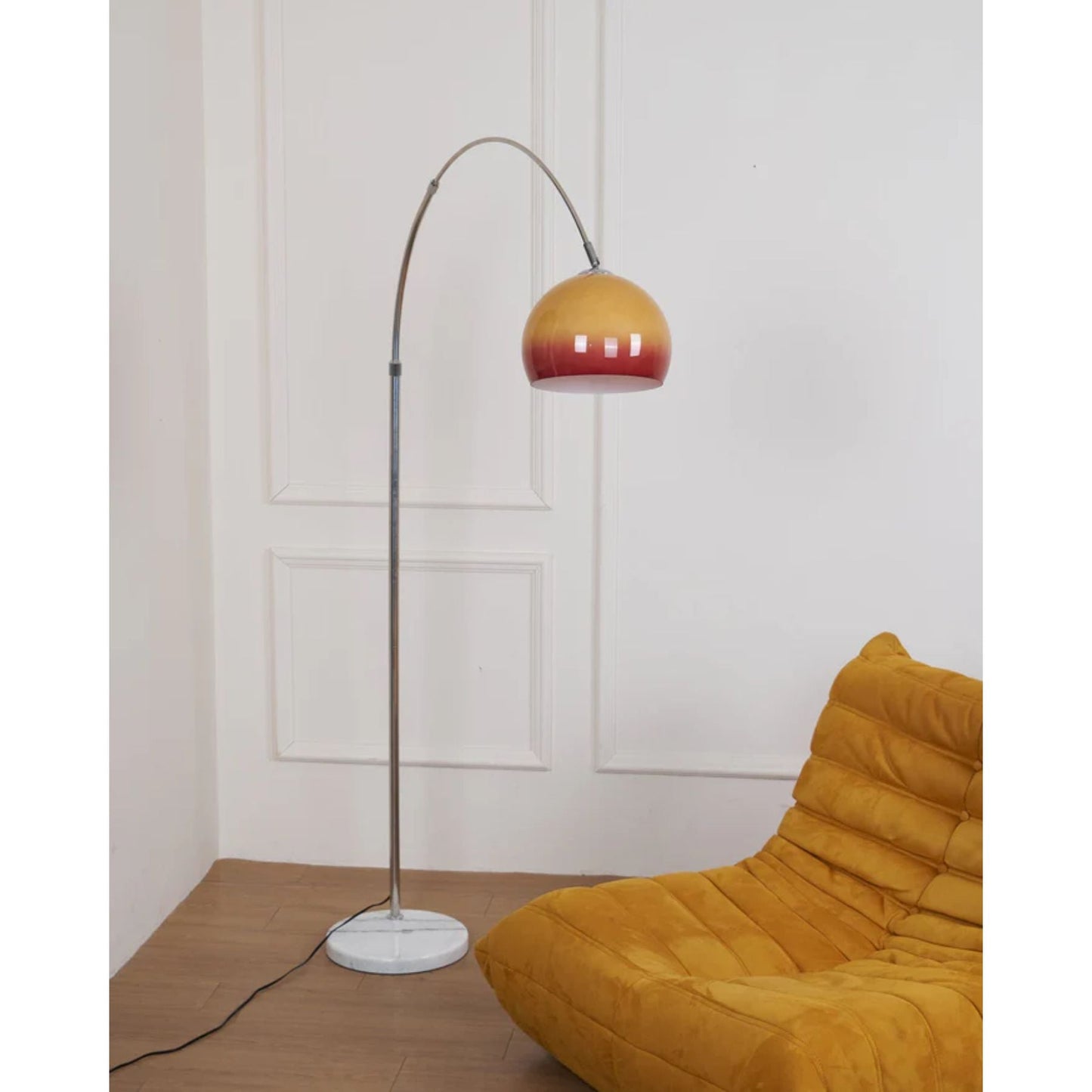 Siva - Booglamp Vloerlamp met Glazen Kap