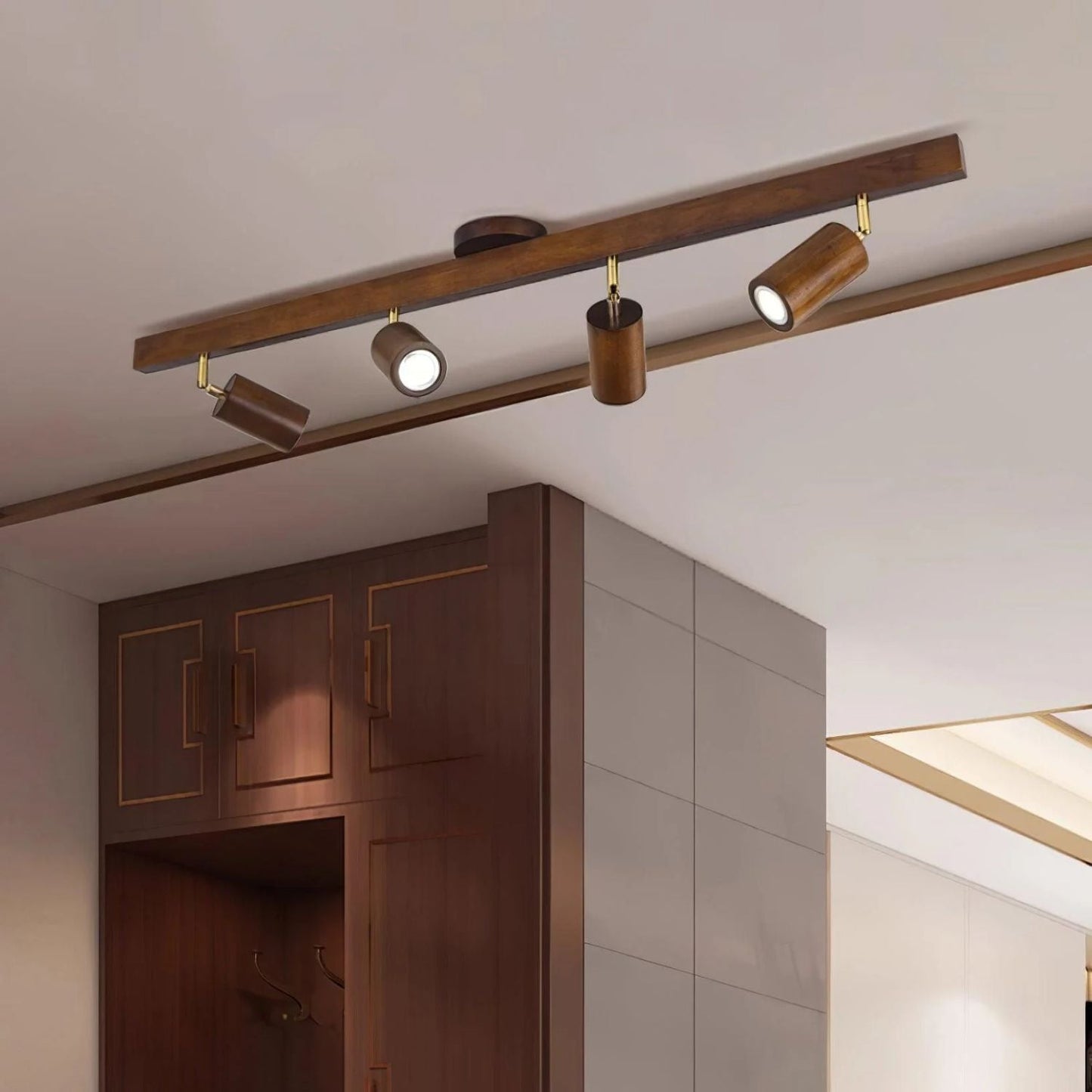 Orya - Houten Plafondlamp met Verstelbare Spots