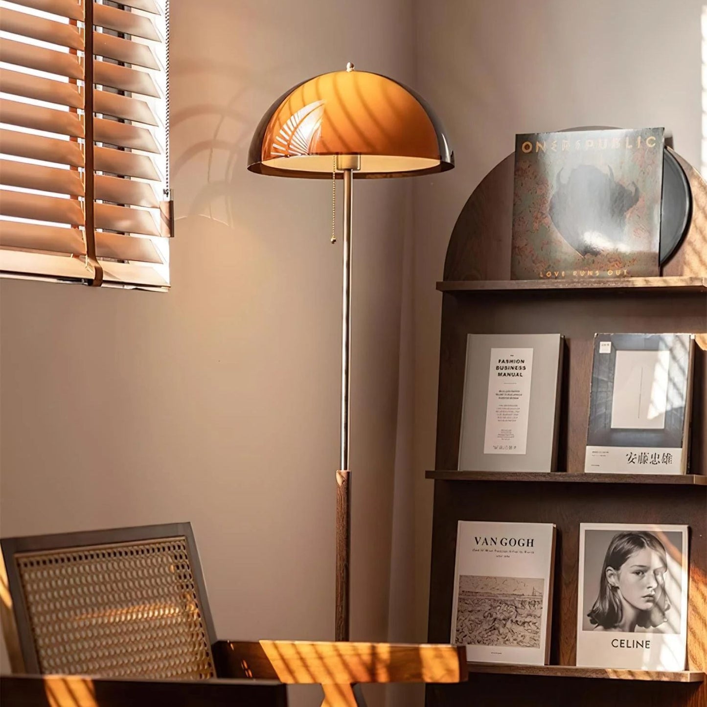 Selmi - Retro Vloerlamp Amber Glas
