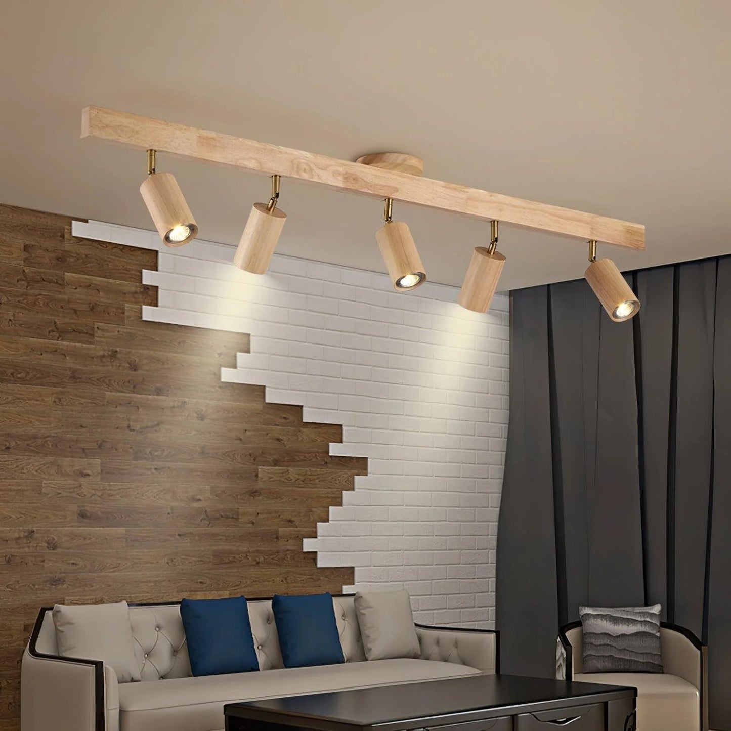 Orya - Houten Plafondlamp met Verstelbare Spots