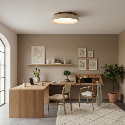 Enya - Travertin LED Plafondlamp met Hout