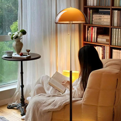 Selmi - Retro Vloerlamp Amber Glas