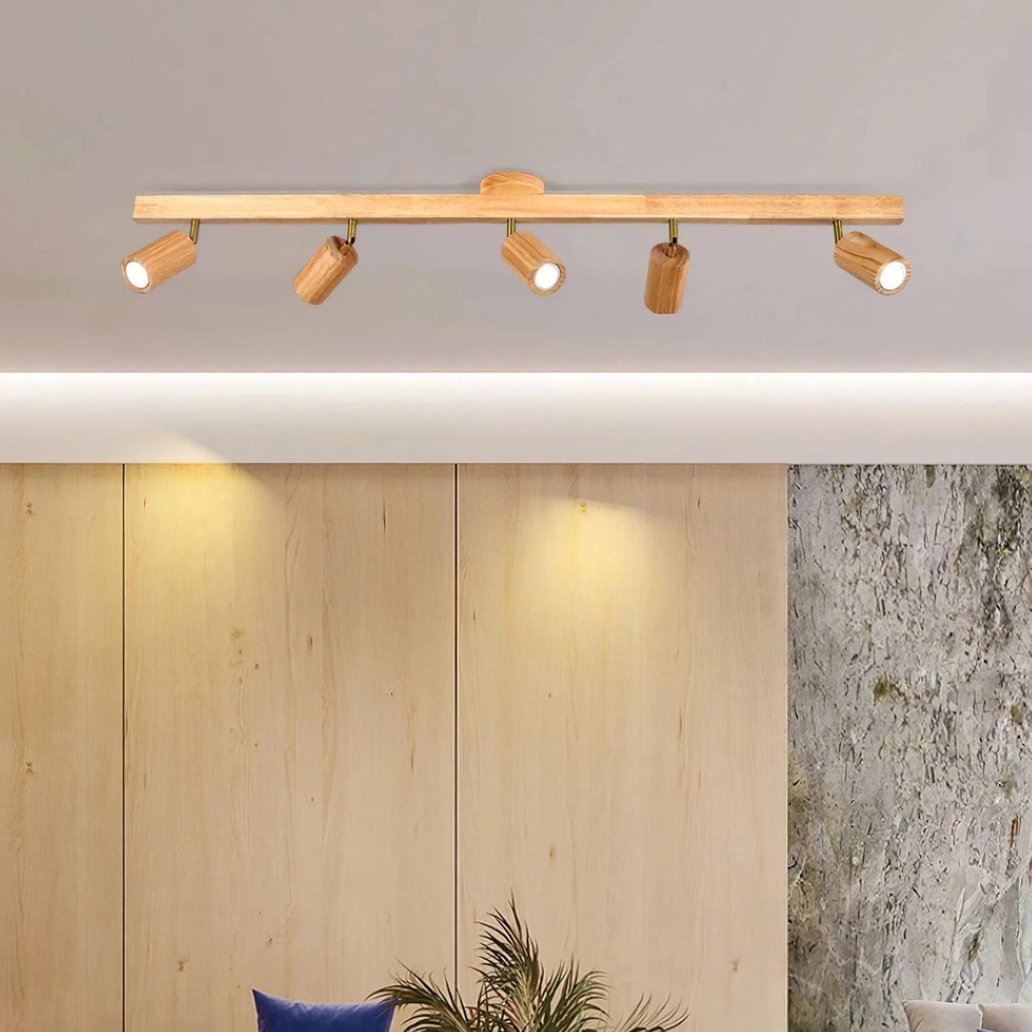 Orya - Houten Plafondlamp met Verstelbare Spots