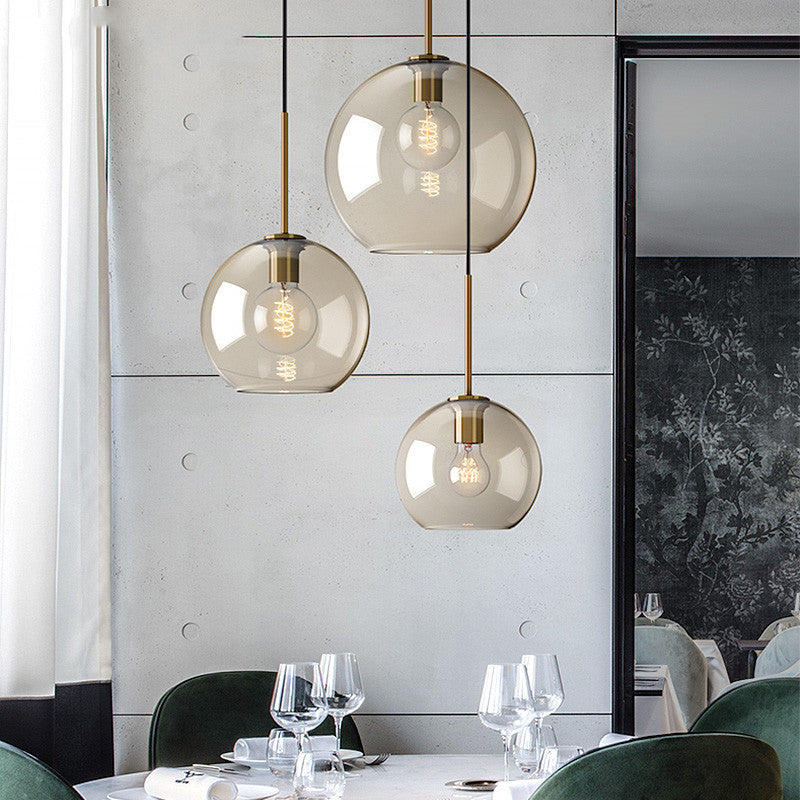 Ambra - Glazen Bol Hanglamp Cognac