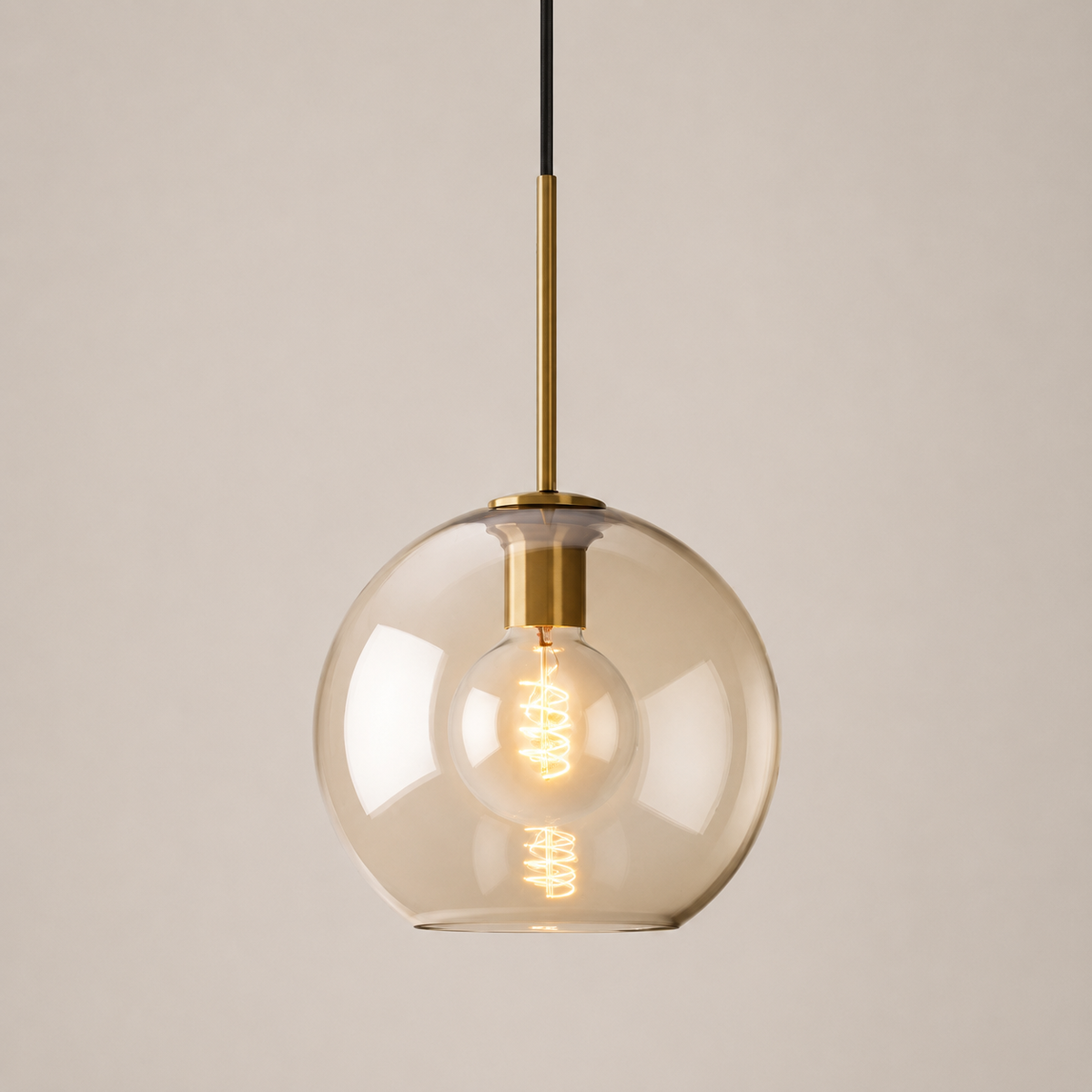 Ambra - Glazen Bol Hanglamp Cognac