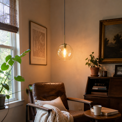 Ambra - Glazen Bol Hanglamp Cognac