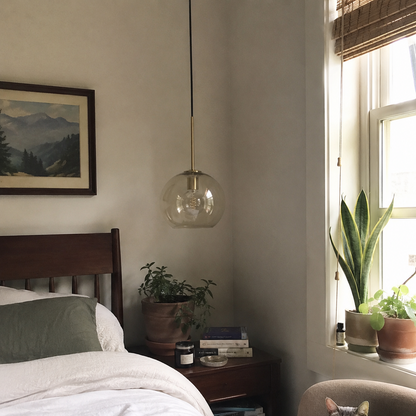Ambra - Glazen Bol Hanglamp Cognac