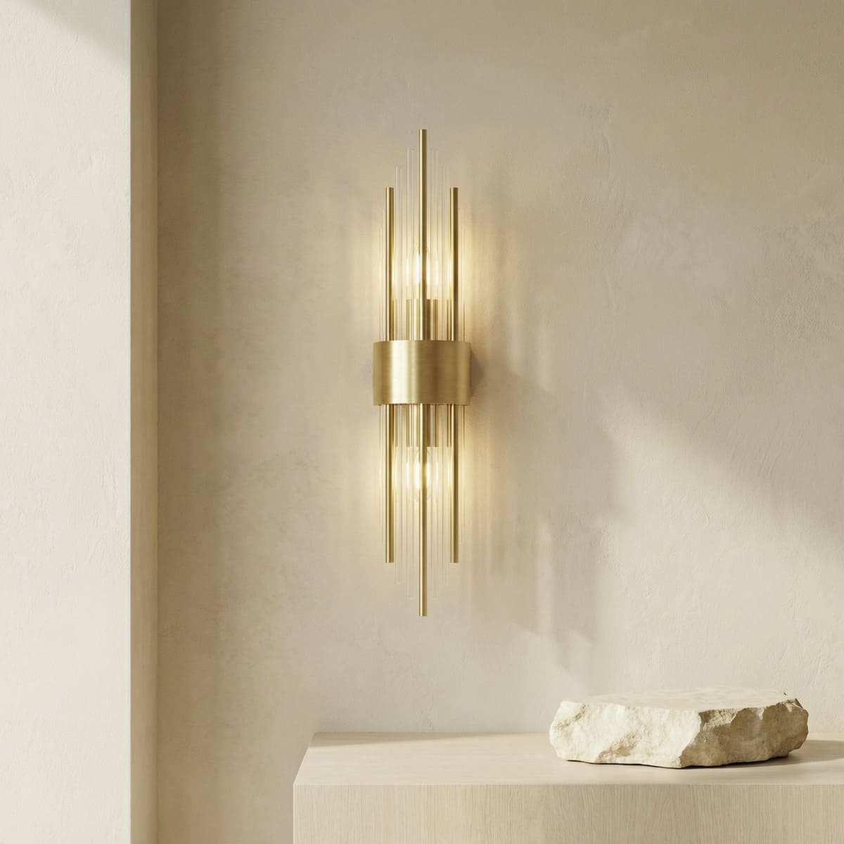 Dagny - Art Deco Wandlamp Goud met Glazen Staven