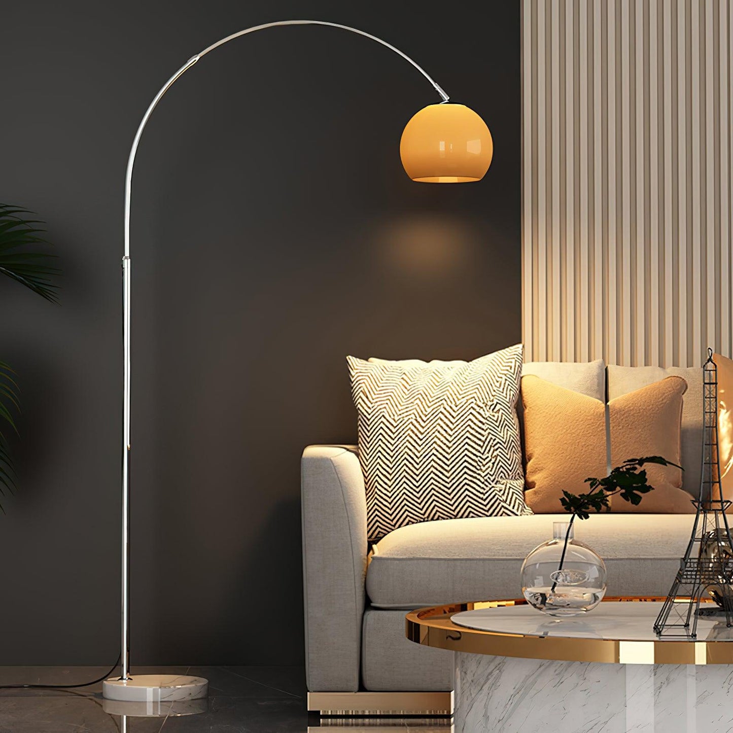 Siva - Booglamp Vloerlamp met Glazen Kap