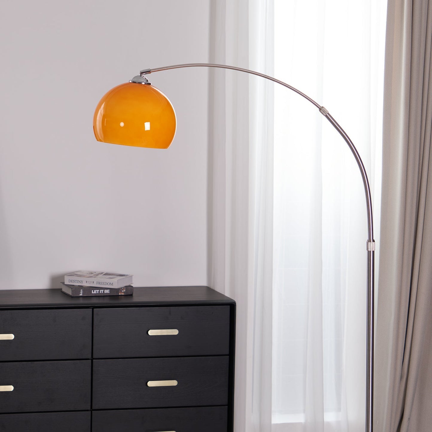 Siva - Booglamp Vloerlamp met Glazen Kap