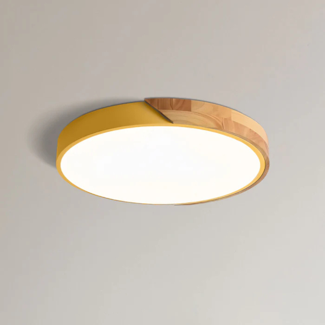 Emby - Ronde LED Plafondlamp met Houten Rand Scandinavisch