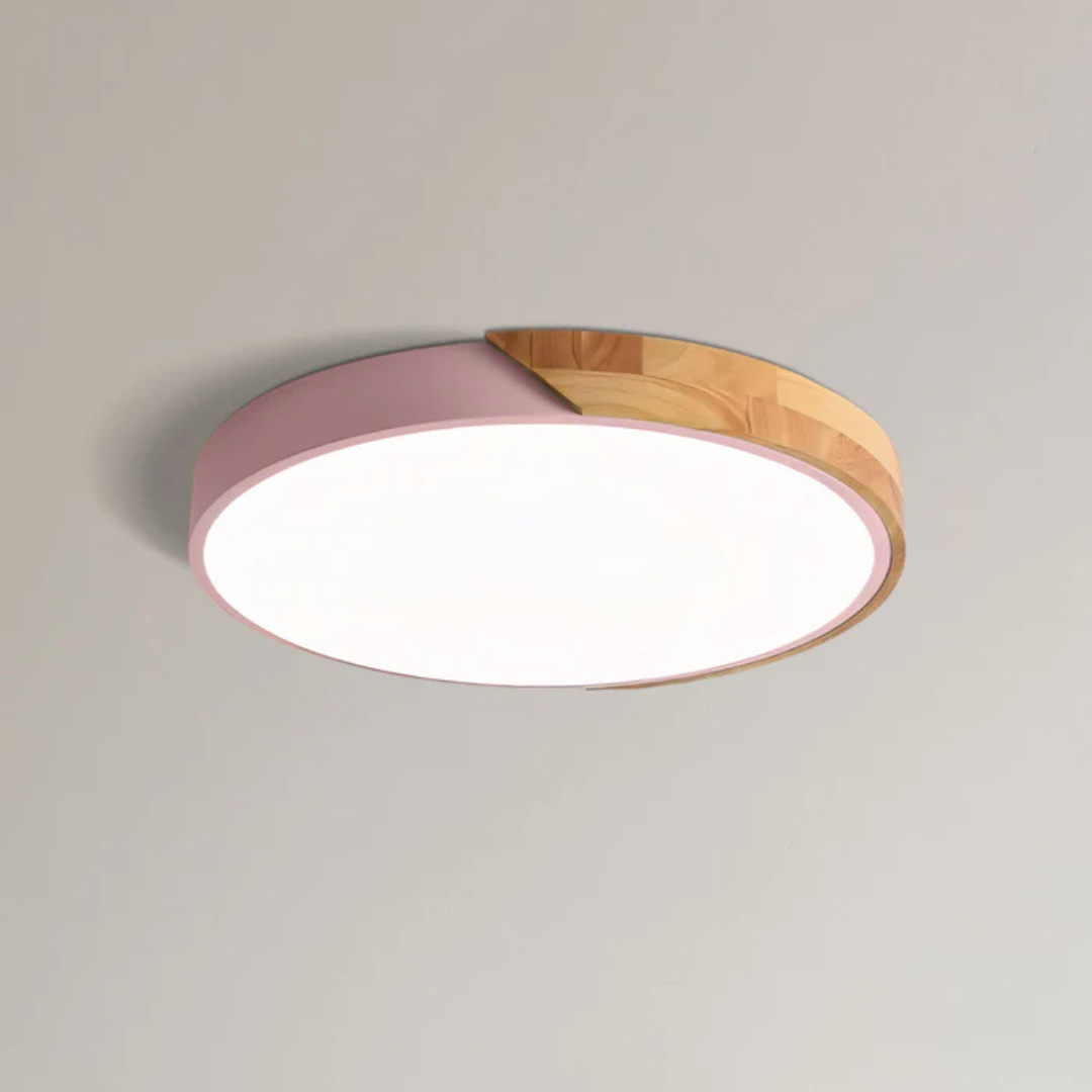 Emby - Ronde LED Plafondlamp met Houten Rand Scandinavisch