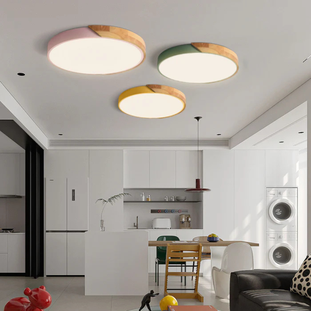 Emby - Ronde LED Plafondlamp met Houten Rand Scandinavisch