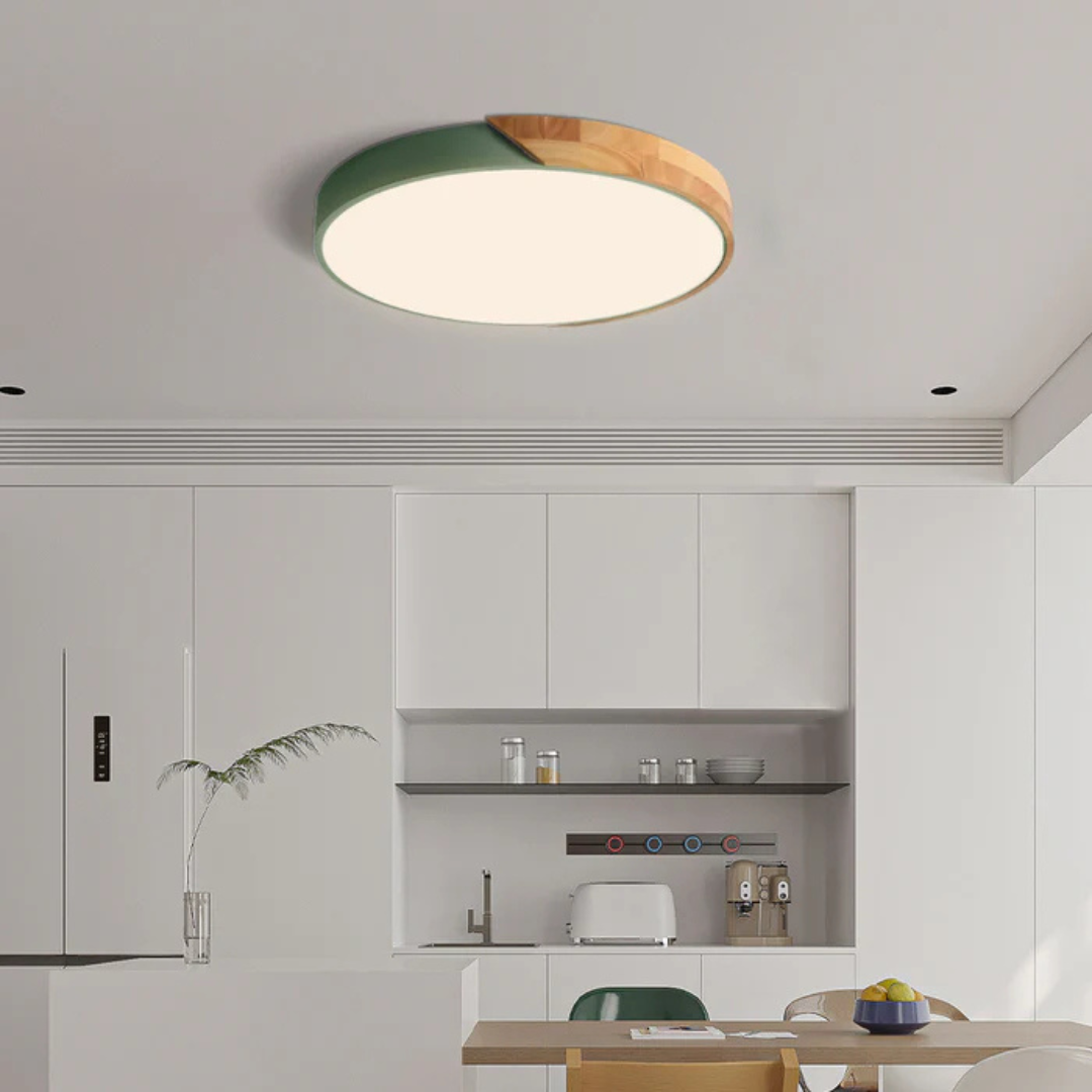 Emby - Ronde LED Plafondlamp met Houten Rand Scandinavisch