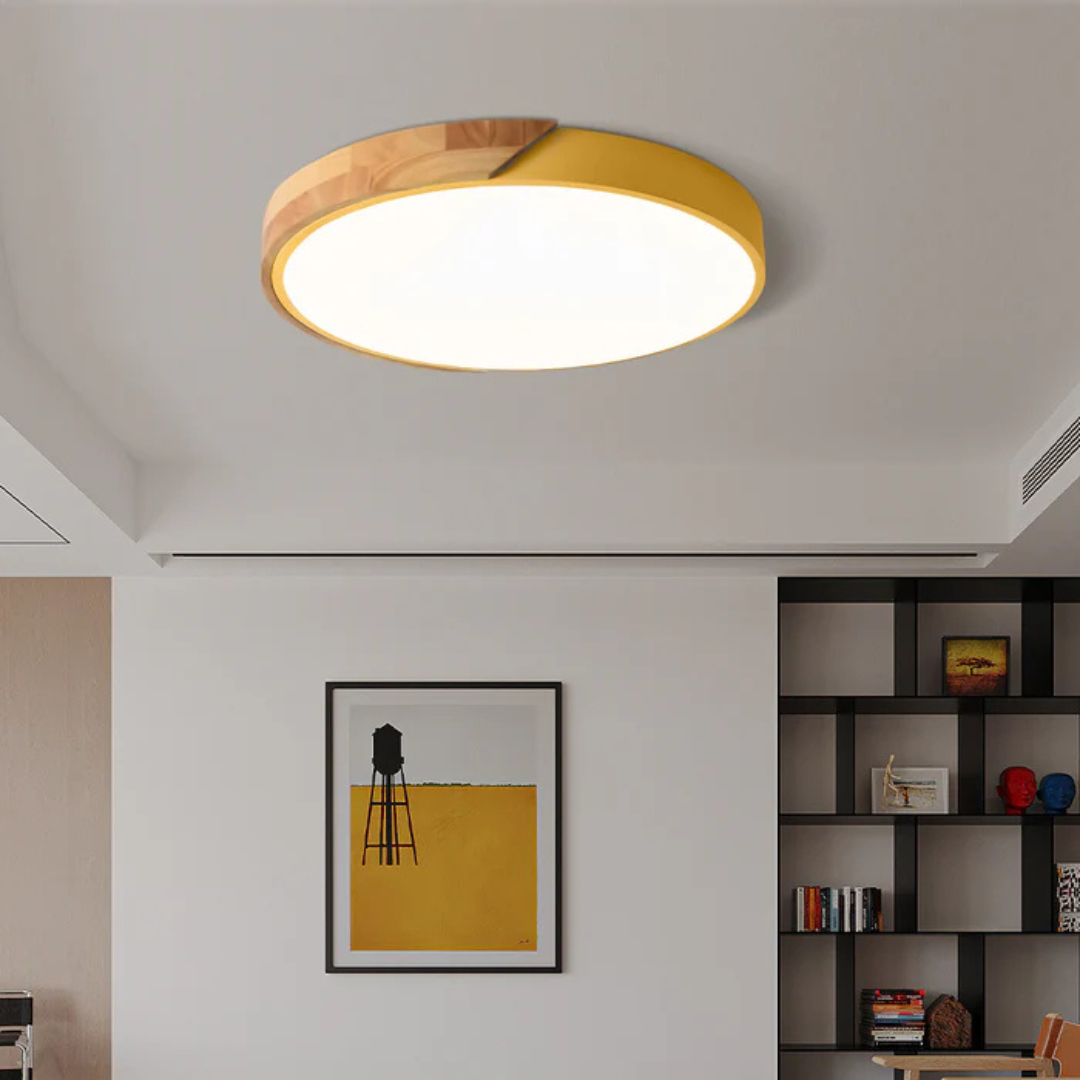 Emby - Ronde LED Plafondlamp met Houten Rand Scandinavisch