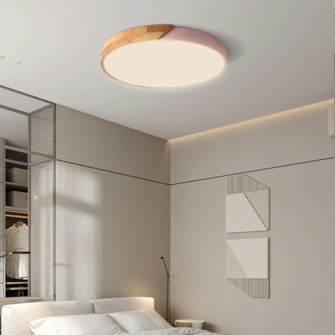 Emby - Ronde LED Plafondlamp met Houten Rand Scandinavisch