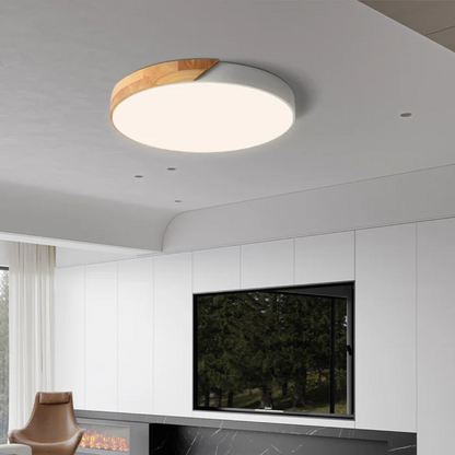 Emby - Ronde LED Plafondlamp met Houten Rand Scandinavisch