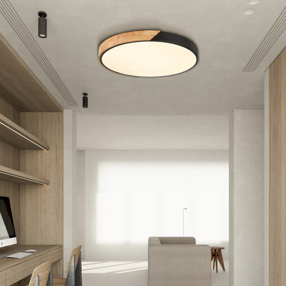 Emby - Ronde LED Plafondlamp met Houten Rand Scandinavisch